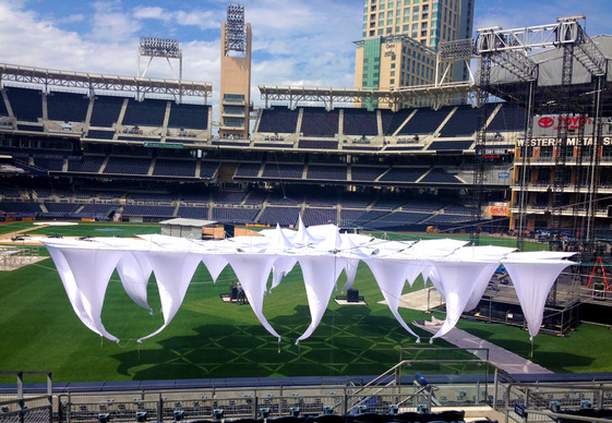GuildWorks during installation at Petco Park for Cicso Live